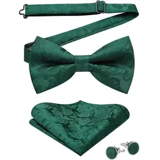 Fliege Herren Paisley Manschettenknöpfe Set Vorgebunden A-grün