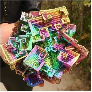 WGPHD Gesundheit & Haushalt Bismuth Kristalle Bismuth Bi Metall Kristall Regenbogen Helles Metall Mineral Specimen Original Natur Kunstwerk Dekorativer Artikel (Größe: 160-200g)