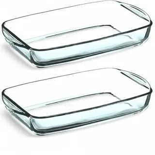Vienberg Glas-Auflaufform Set | Rechteckig, Quadratisch, Rund | Glas Backform aus Borosilikatglas | Hitzebeständig bis 300°C, Ofenfest, Herdfest Glasauflaufform (2x Rechteckig)
