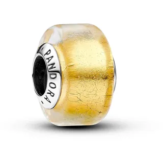 Pandora Moments Goldfarbenes Murano-Glas Mini-Charm aus Sterling Silber, Kompatibel Moments Armbändern, 793353C00