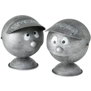 Boltze Aschenbecher Sturmaschenbecher Smoky, 16 cm Eisen windsicher 1 Stück zufällig grau