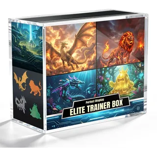 Tolesum ETB Acryl Case für Pokemon, 5 mm UV-Acryl mit Magnetdeckel | TTB Acryl Case für Pokemon Top Trainer Box, Innenmaße 19 x 17 x 9 cm, Staubdicht, Regal Vitrine für Sammler