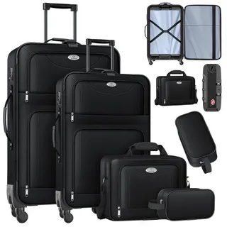 Kesser KESSER® Reisekoffer Set 4-teilig Trolley Kofferset Stoffkoffer mit 3-Ziffern-TSA-Schloss, 360° Rollen & Teleskopgriff Kosmetiktasche Handgepäck leichter Koffer große Koffer für Business | Reisen