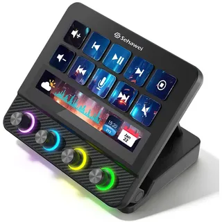 Sehawei Stream Controller Deck,Upgraded Audiomixer, Live-Produktion und Studio-Controller für Content Creators, Gaming, mit anpassbarer Touch-Leiste, Drehreglern und LCD-Tasten,für Mac und PC