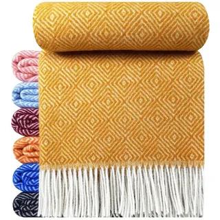 STTS Wolldecke "TIROL V" 100 % Wolle, 140 x 200 cm, in versch. Farben, STTS gelb