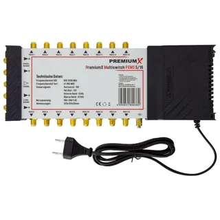 Premium X PremiumX PXMS 5/16 Multischalter mit Netzteil Multiswitch 1 SAT für 16 Teilnehmer Satverteiler Digital HDTV FullHD 4K UHD 8K