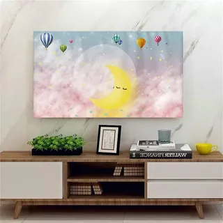 Treer TV Abdeckung Staubschutzhülle, Hülle Bezug für Fernsehen Schutzhülle Universal Fernseher Hülle Elastisch Staubschutz für 22-75 Zoll TV/PC-Bildschirme (Ballon-Mond,24 Zoll)