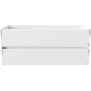 BELVIT DRAVA Waschbeckenunterschrank Waschtisch 120 cm Weiß glänzend 2 Schubladen Softclose grifflos Badezimmer