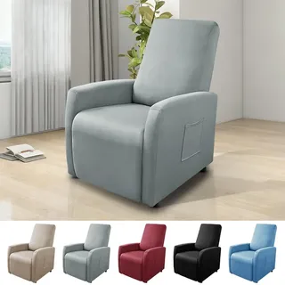 Sesselschoner, All-Inclusive Sesselbezug, Sesselbezuge Stretch mit Taschen, Liegestuhlbezug Sesselhusse, Sesselbezüge Hussen, für Fernsehsessel Relaxsessel Sesselhusse, Wasserdicht (Hellgrau)