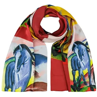 von Lilienfeld Seidenschal Schal 100% Seide Franz Marc: Blaues Pferd Kunst Tier Maße 172 x 42 cm, Kunstdruck bunt