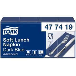 TORK Soft Lunchserviette Dunkelblau, 1/8-Falz, 3-lagig, 33 cm × 33 cm, 10 × 150 /