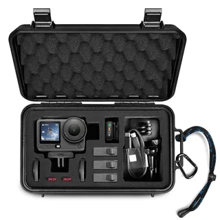 LEKUFEE Klein Wasserdichter Tragekoffer für DJI Osmo Action 6/5 Pro/4/3 Standard Combo,Essential Combo und Zubehör (nur Tragetasche)