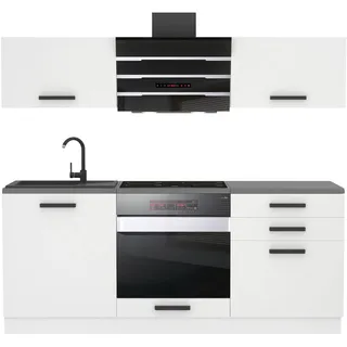 Belini Küchenzeile Küchenblock Sophia - Küchenmöbel 180 cm Einbauküche ohne Elektrogeräten mit Hängeschränke und Unterschränke, mit Arbeitsplatten, Weiß matt