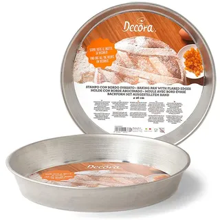 Decora DECORA, 0060826 Rundes Pastiera-Rondell Ø 26 x 4 h cm, Aus Zinnband, Gleichmäßige Wärmeverteilung, Ideal für langsames Kochen, Made in Italy, Silber