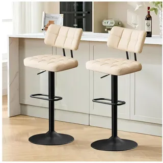 luxuskollektion Barhocker 2er Set höhenverstellbar drehbar Beige