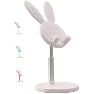 Handy-Ständer, justierbarer Bunny-Telefonständer für Schreibtisch Netter Kaninchen-Telefonhalter Portable Phone Dock Tablets Stand Kawaii Telefonhalter Stand Handy Ständer für Telefone Tablets (weiß)