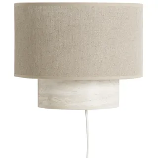 Design-Wandleuchte aus beigem Leinen und Travertin-Effekt H20 cm SEMA