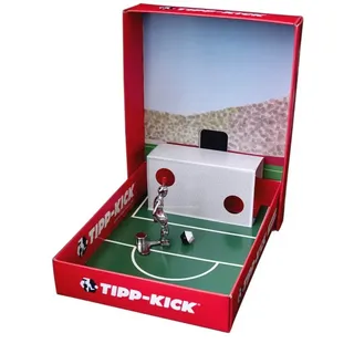 Tipp-Kick Tischfußballspiel Kicker Torwandbox SILBER Figur Spieler Tip Kick mit rundem Fuss mit Ball grau|silberfarben