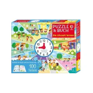 Usborne Verlag Puzzle & Buch: Die Uhrzeit lernen