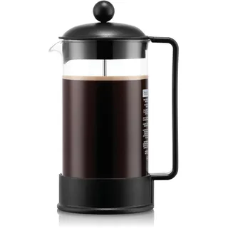 Bodum French Press Brazil - 1L / 8 Tassen Kaffeezubereiter - Hitzebeständiges Glas & Edelstahlfilter - BPA-frei Spülmaschinenfest - Klassische Pressstempelkanne - Made in Portugal