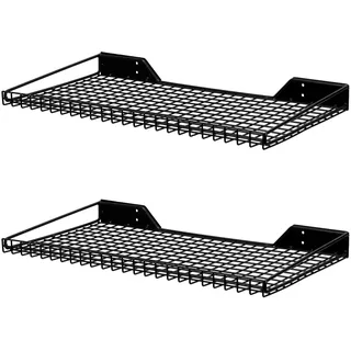 Wallmaster Garagen-Wandregal, 2 Stück, 59,9 x 30 cm, Wandhalterung, robuste Metallregale, Netz-Aufbewahrungsregal für Garage, Büro, Keller und Küche, maximale Traglast 29,5 kg (schwarz)