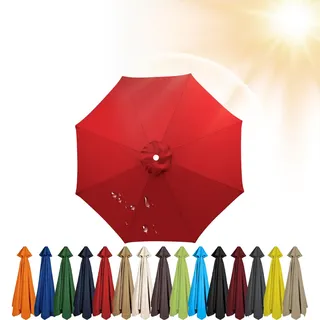Sonnenschirm Ersatzbezug 3.5m/3.0m/2.8m/2.7m/2.5m/2.3m/2m 6/8 Streben, Sonnenschirm Stoff Uv Schutz 50 Windfest Strand Terrasse Garten Sonnenschirm Ersatzteile (280 cm 6 streben,Rot)