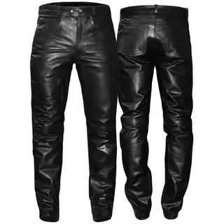 German Wear Lederhose lederjeans bikerjeans Jeans Hose aus Büffelleder Schwarz