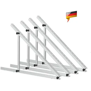 Solarpanel Halterung Flachdach, 114 cm Solarmodul Halterung, Balkonkraftwerk Halterung für Solarpanel 100W-800W Winkel Einstellbar 0-90° für Dachhalterungen, Pv Modul Solarmodule 2 Sets