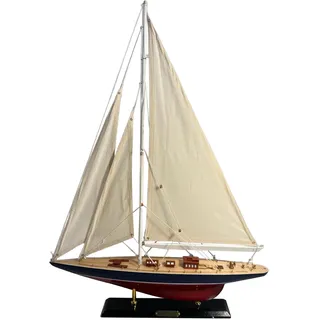 Thorness Detailliertes 50 cm langes Holzmodell, Regenbogen-J-Klasse, Segelyacht, Americas Cup-Rennyacht, nautisches Ornament, Segelboot-Modell, Regenbogen-Segelschiff-Modell