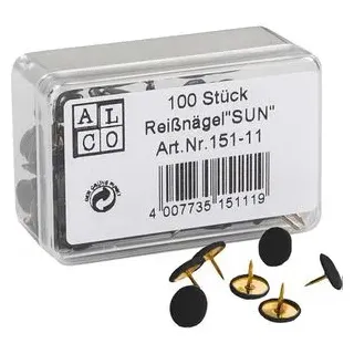 Alco Reißnagel SUN, Metall Ø 9,5mm, schwarz, 100 Stück