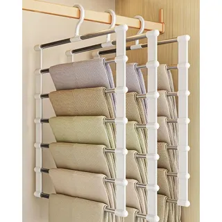 JEJA Hosenbügel Platzsparend, 7 Etagen 3 Stück, Kleiderbügel Hosenbügel Platzsparend, mit Haken für Hosen,Schals,Jeans,Krawatten