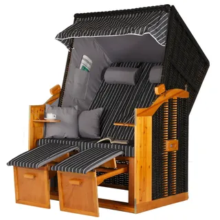 Mr. Deko Strandkorb Ostsee Wacholder PE Schwarz Dessin Royal Anthrazit