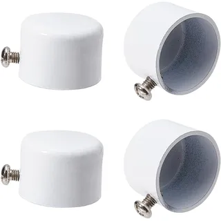 GORGECRAFT 4Stk Vorhang-Endstücke Endkappen Weiße Metall-Gardinenstangenabdeckungen Enden Mit Schraube 28mm Zylindrische Gardinenstangen-Endstücke Köpfe Für Vorhang Römische Stangen (32.5x22.5mm)