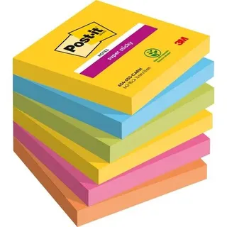 Post-it Post-it® Super Sticky Carnival Haftnotizen extrastark 6546SR farbsortiert, 6 Blöcke