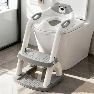 Toilettensitz 2 in 1 Toiletten Aufsatz für Kinder 2-7 Jahre Upgraded Stabil | SKYROKU bis 90kg PP(BPA-frei) Wc Sitz mit Treppe Brille Toilettenleiter Noch Rutschfester Sitz Familie Kita