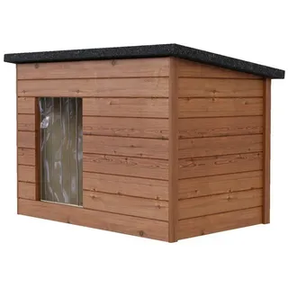 QLS Hundehütte Wetterfest Hundehaus Hundehöhle Winterfest Isoliert Holz 113x76 cm