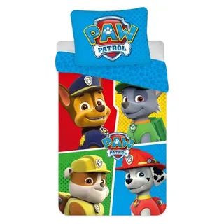 BrandMac Paw Patrol Chase Rubble Marshall Babybettwäsche 100x135 + Kissenbezug 40x60 | Wendbare Baby-Bettwäsche | Naturbaumwolle weich atmungsaktiv | Rocky Nickelodeon | Jungen 0-3 | Maschinenwaschbar