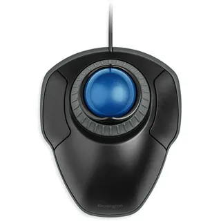 Kensington Orbit TrackBall, Kabelgebundene ergonomische TrackBall-Maus mit Scroll-Ring, 40 mm Kugel, Kompatibel mit Windows & macOS, für Rechts- und Linkshänder, Schwarz/Blau, K72337EU