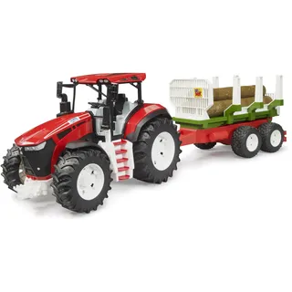 Bruder Roadmax Traktor mit Rückeanhänger grün/rot 03453