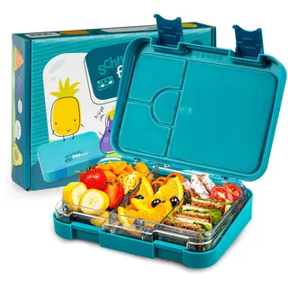 schmatzfatz Junior Brotdose für Kinder mit Fächern, Bunte , Unterteilt & Auslaufsicher, BPA-Freie Lunchbox für Kita, Bento Box, Sichere Vesperdose