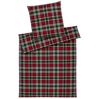 ELEGANTE Manchester kariert Flanell Rot 155 x 220 cm + 80 x 80 cm
