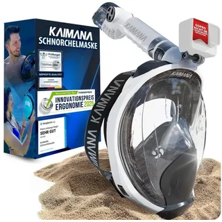 KAIMANA Tauchermaske NEUHEIT- Schnorchelmaske für Erwachsene inkl. Tragetasche, (Vollgesichtsmaske Tauchmaske), geprüfte CO2 Sicherheit - Tauchermaske Erwachsene weiß S/M (bis 1,60m)