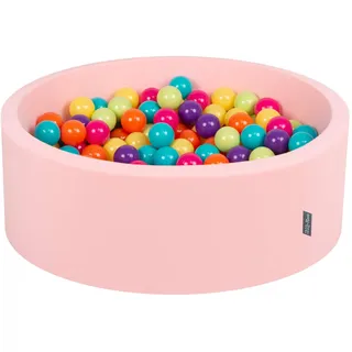 KiddyMoon Bällebad 90X30cm/300 Bälle ∅ 7Cm Bällepool Mit Bunten Bällen Für Babys Kinder Rund, Pink:Hellgrün/Gelb/Türkis/Orange/Dunkelpink/Violett