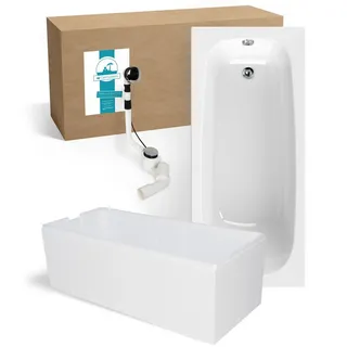 Calmwaters Calmwaters® Premium Badewanne Komplettset 170x75 cm Original, Made in EU, 3in1 Acryl-Badewanne mit Wannenträger & Ablaufgarnitur,