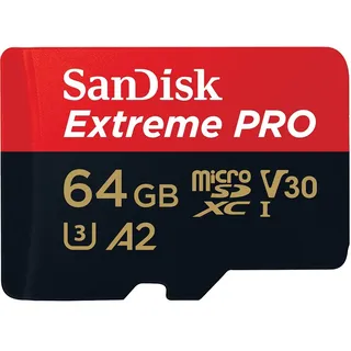 SanDisk Extreme Pro microSDXC UHS-I U3 V30 A2 64 GB + SD-Adapter 