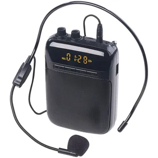 auvisio Stimmverstärker: Digitaler Sprachverstärker, Aufnahme, Display, FM, USB, microSD, Akku (Stimmenverstärker, Sprachverstärker für Führungen, Yoga)
