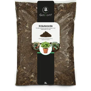 GebEarth® | Kräutererde 3Liter | Substrat mit Sphagnumtorf und natürlichem Bimsstein | Erde für Basilikum, Rosmarin, Salbei, Thymian und Lavendel im Topf