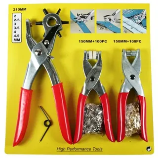 BENSON Lochzange Druckknopfzange Ösenzange 3 tlg. Loch und Nieten Zangen Set