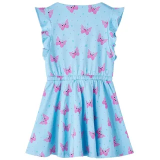 vidaXL Kinderkleid Knöpfen Ärmellos Schmetterling-Muster Kinder Kleid Mädchen Blau 104