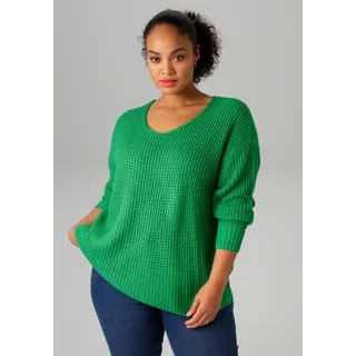 aniston plus Strickpullover im dezenten Ajour-Strickmuster Grün 44